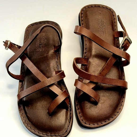 NEW JESUS - 02 SANDALS NO HEEL STRAP UNISEX HANDMADE LEATHER BLACK NEW - Picture 2 of 8